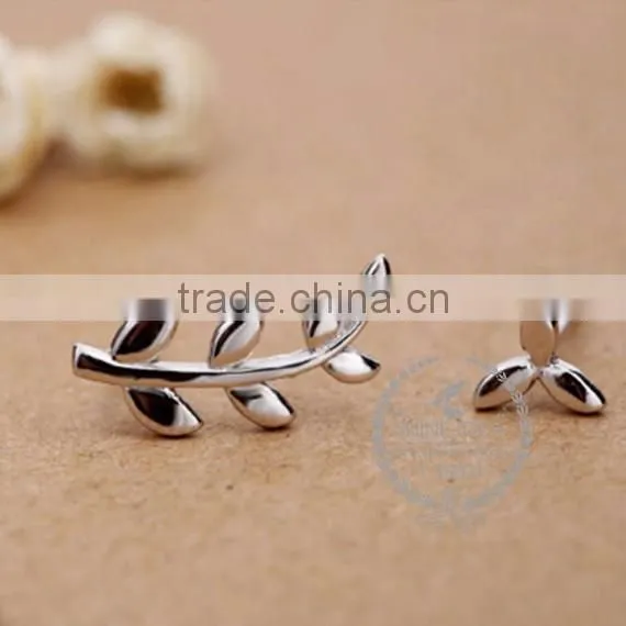 925 sterling solid silver leaf branch earring stud fashion women earring DIY jewelry 6730605