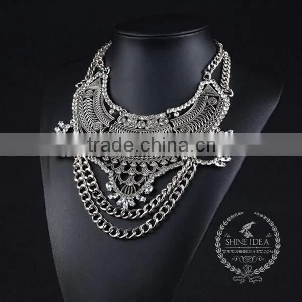 high quality vintage rhinestone chunky statement necklace tin alloy fashion women pendant necklace 6390106