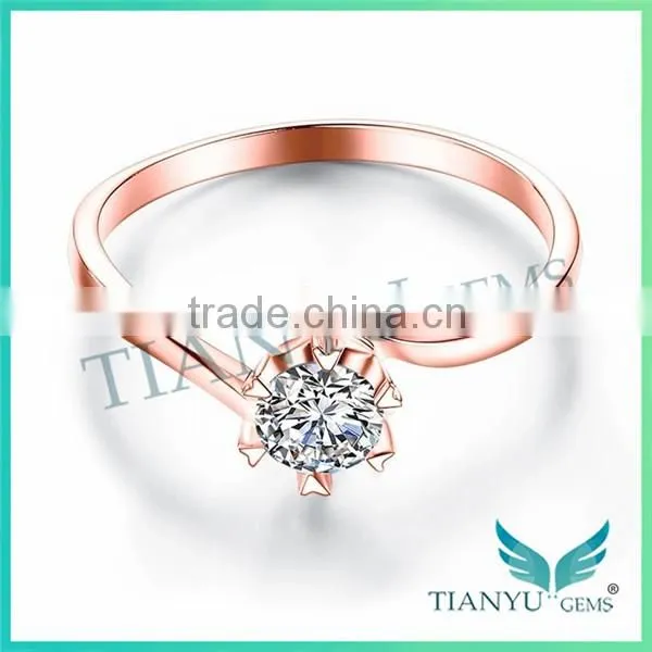 Fashion 18k Gold Wedding Rings VVS1 E-F 1Carat Moissanite Diamond Rings for Women