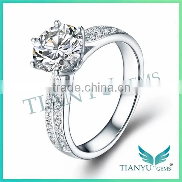 Fashion 925 Sterling Sliver Super White Moissanite Diamond Rings Engagement Ring