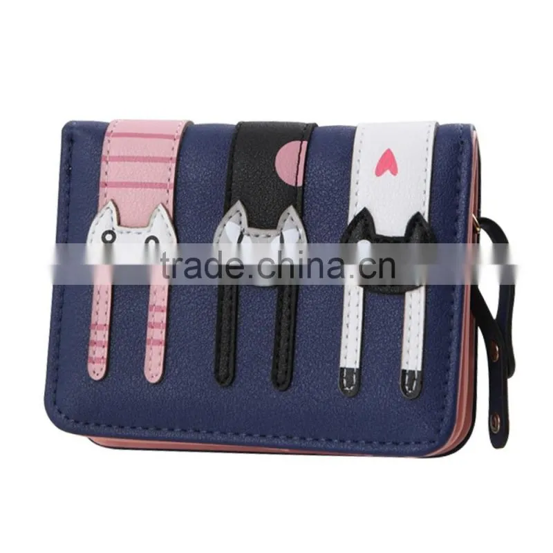 new fashion trend lady cute little cat short paragraph wallet purse handbag wallet