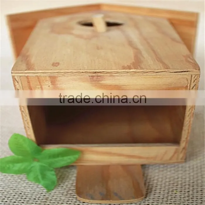 Wood artificial bird nest for round wood window