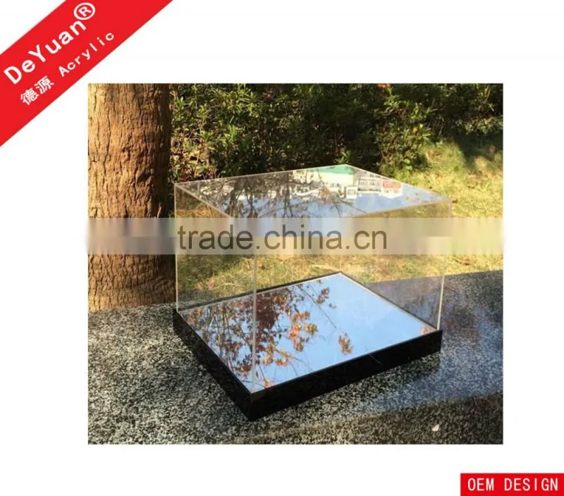 Custom Transparent Acrylic Shoes Box With Mirror Board Base
