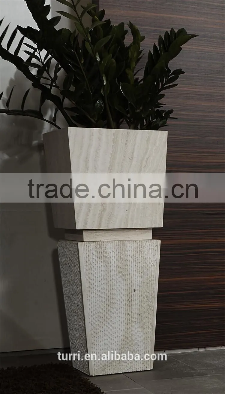 2014 hot sale white travertine marble indoor decoration flower stand