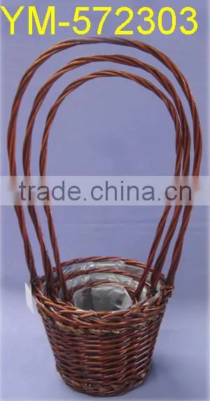 New Design Handmade Willow Flower Basket With Handle ,Good quality