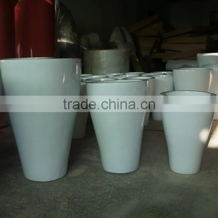 Grey fiberglass flower pot