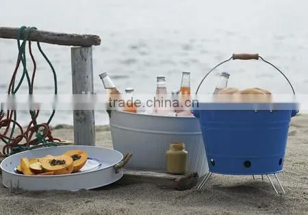 Portable Bucket BBQ Metal Charcoal Barbecue Grill