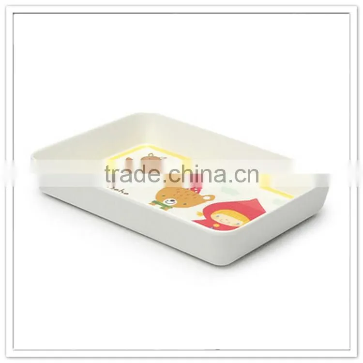 Lovely bear child safe melamine food tray, FDA 21cm kids non slip tray