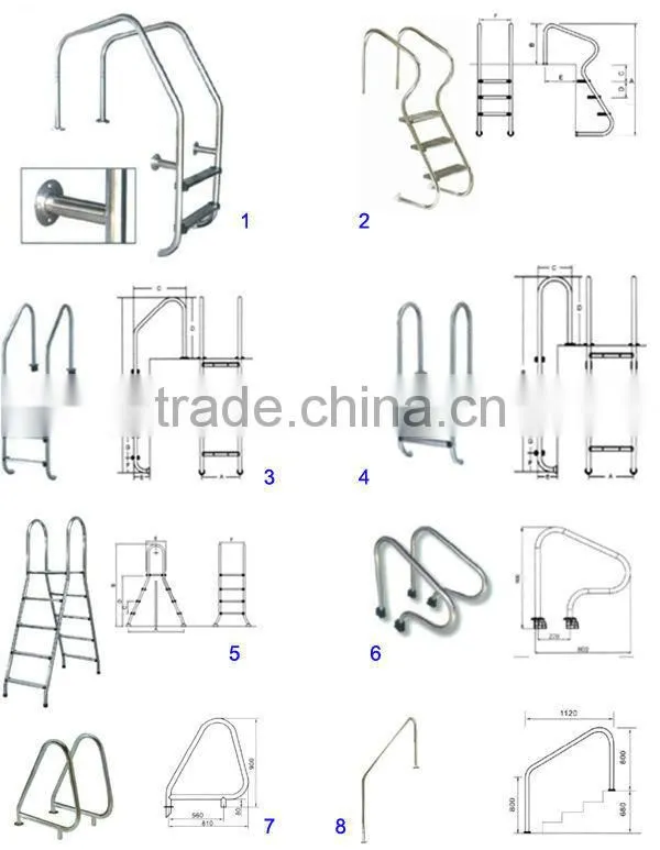 Factory swimming pool equipments pool ladder stainless steel pool ladder
