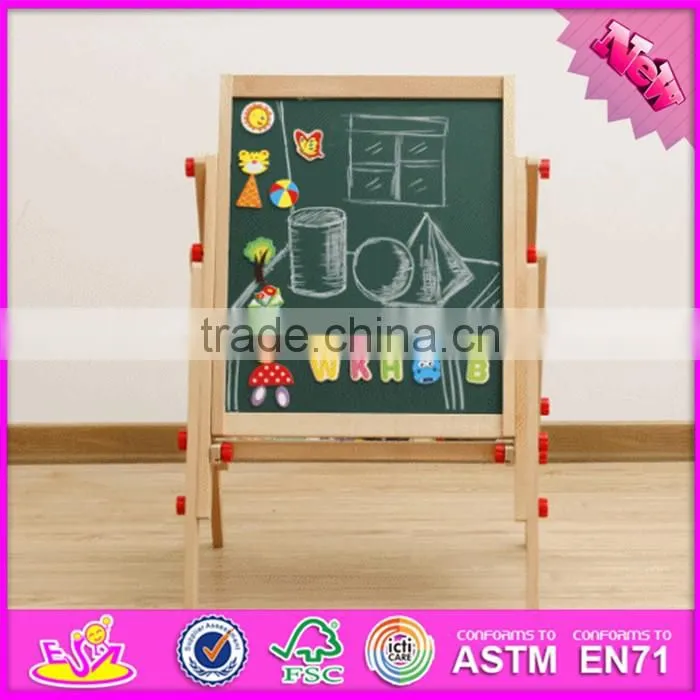 2017 new design adjustable children wooden double sided drawing board W12B107