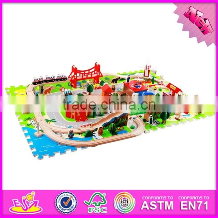 2017 Most popular funny activity toys kids wooden toy train sets W04C068