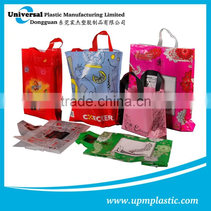 Disposable degradable biodegradable soft loop handle plastic bag