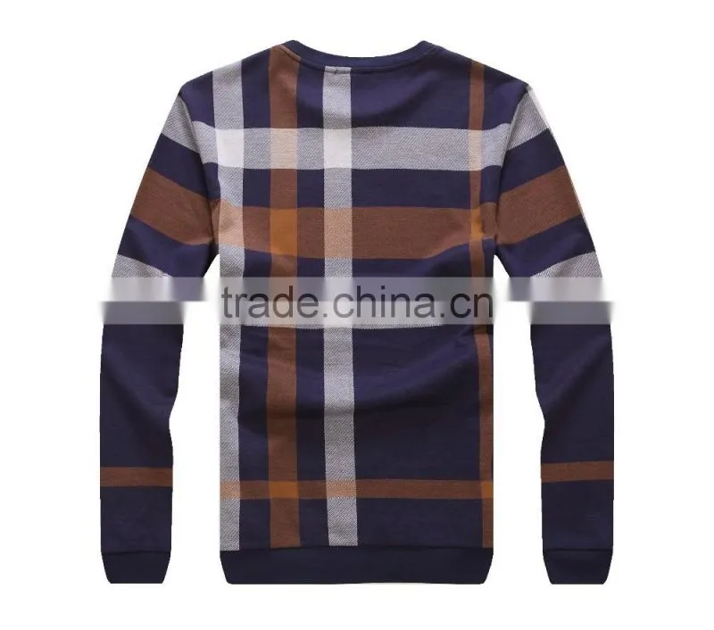 Raidyboer Men's check long sleeve t shirt (cotton/polyester ) with round neck