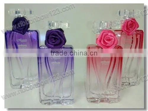 satin ribbon black rose for perfume bottle