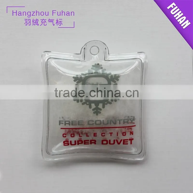Clear Custom feather inflatable tag for winter snow jacket