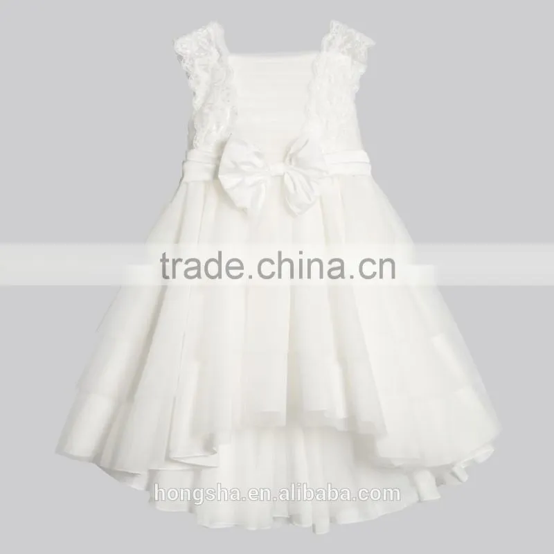White Flower Girl Dresses Girls Satin Lace Boutique Party Dresses HSD6989