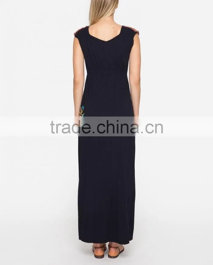 Boho Sleeveless Side Slit Maxi Plus Size Long Embroidered Dress HSd5179