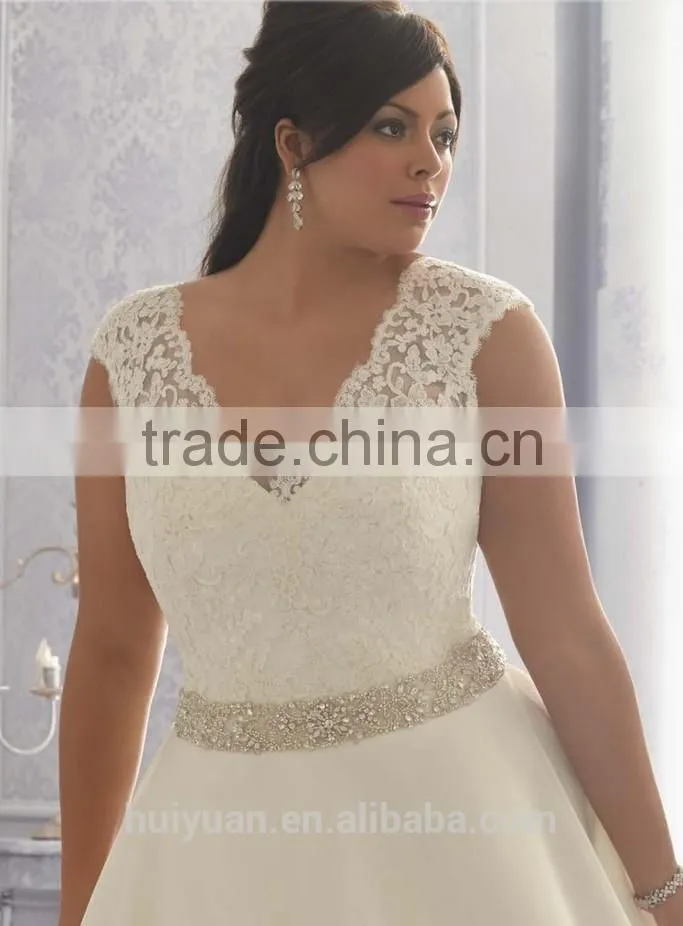 plus size mermaid lace beaded fat woman wedding dress