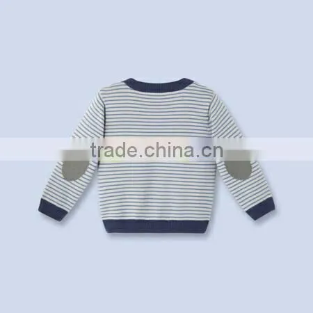 crew neck buttoned shoulder boys children elbow patches sweater