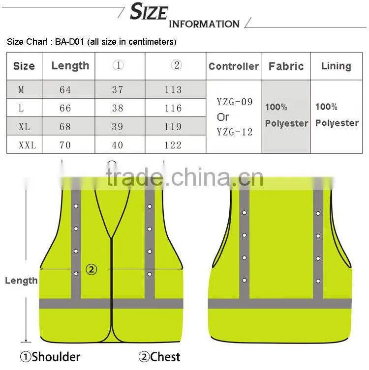LED high visible workwear vest reflective and lighting