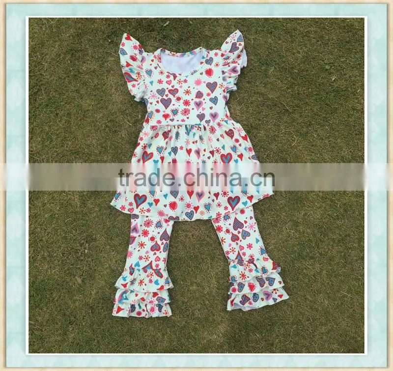 wholesale baby clothes the valentine's day girl Cartoon peach heart long sleeve set