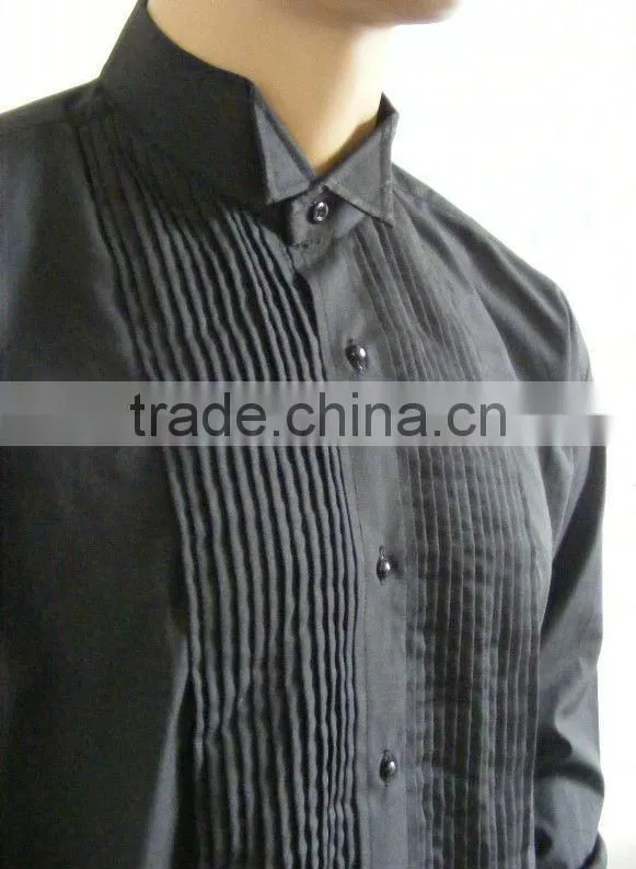 High quality Peachskin Newest Black Wing-tip collar tuxedo shirt for men