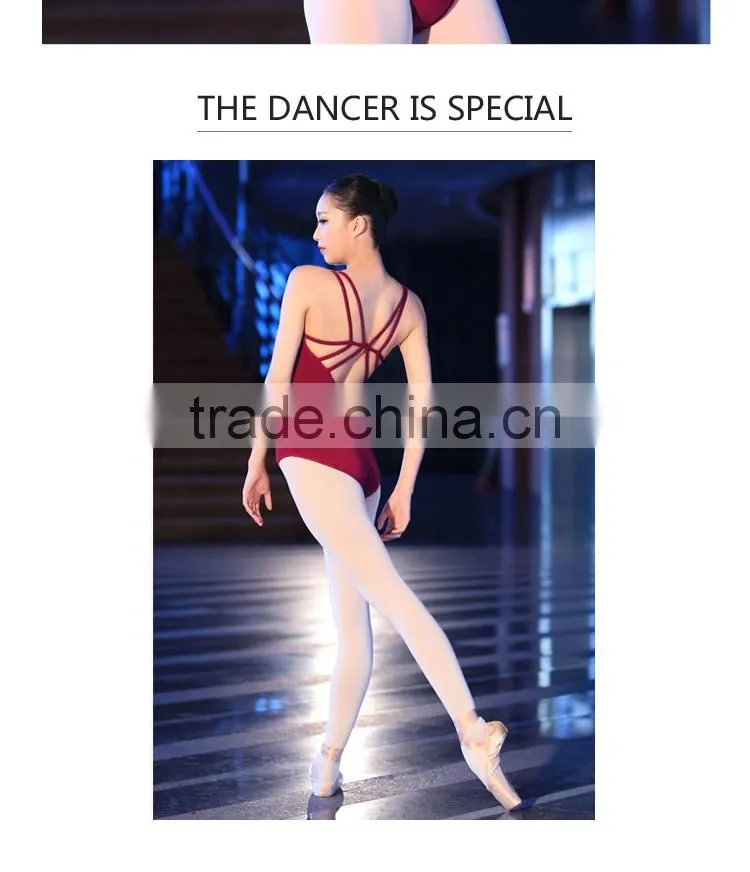 Sexy Girls Adults Ballet Clothes Bodysuit Burgundy Ballet Leotard With Linning