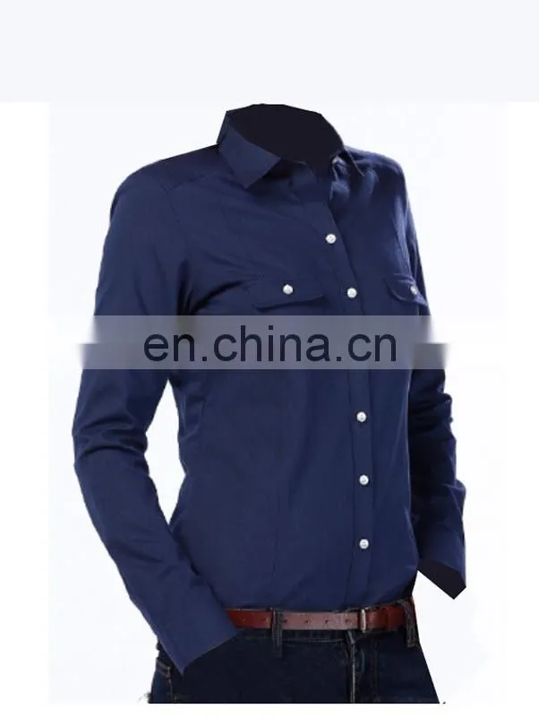 2016 fashion design navy women blouse for office ladies shirt