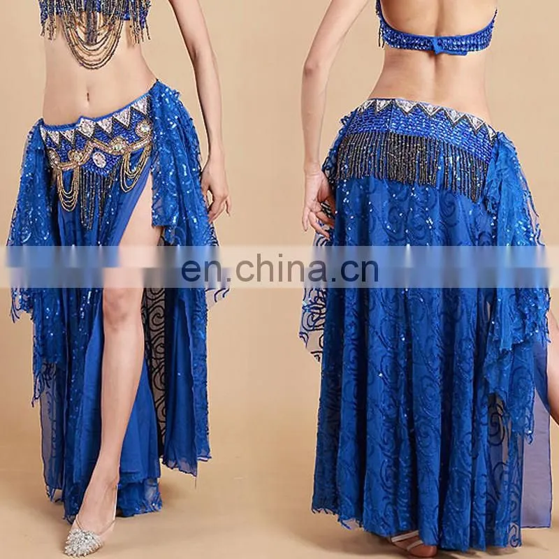 High sequin fabric shiny hot sexy belly dance long dress Q-6032#