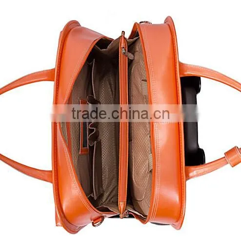 brown leather computer bags with wheels for business