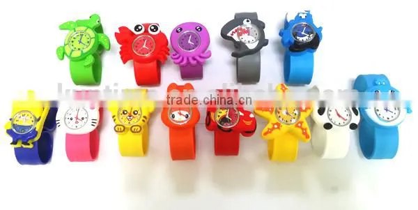 cute little yellow duck slap watch glass face quartz movt silicone stainless watch