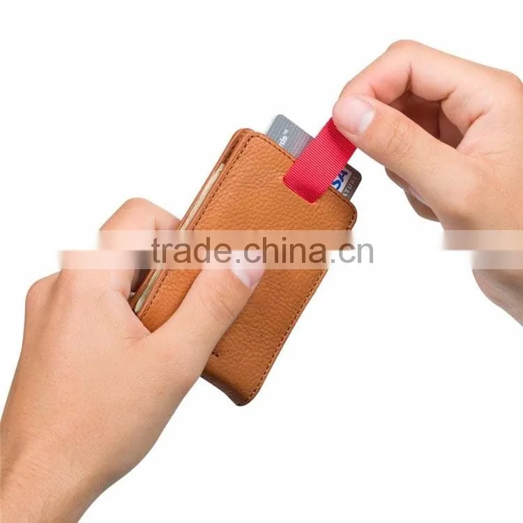 Bifold wallet brown leather money clip with card sot Super thin money clip wallet