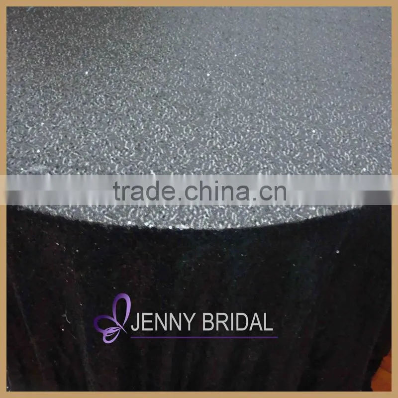 SQN#6 universal charcoal black sequin fabric round table cloth