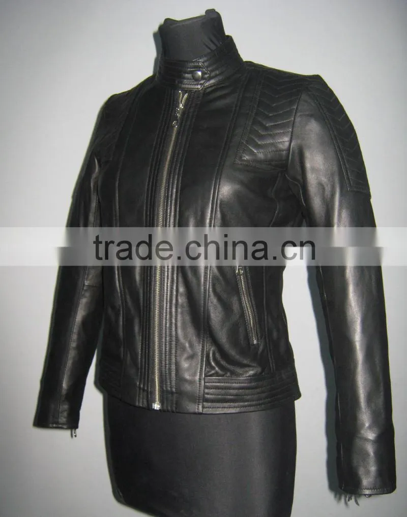 european fashion style leather jacket for women
