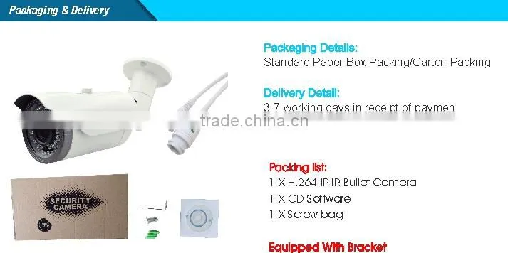 Network 1080P H.264 HD P2P Color SONY IMX322 Varifocal IR Bullet CCTV IP Camera IP66