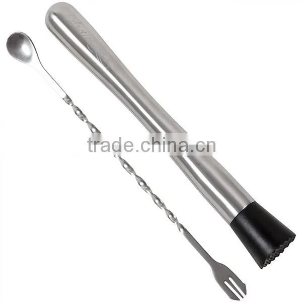 Amazon hot sell Cocktail Muddler Stainless Steel Gridded Nylon Stainless Steel Drink Muddler