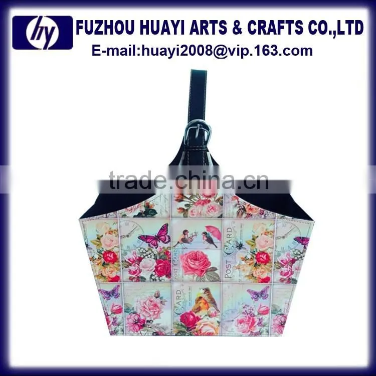 High quality PU Leather Gift wicker basket Storage hanging Basket
