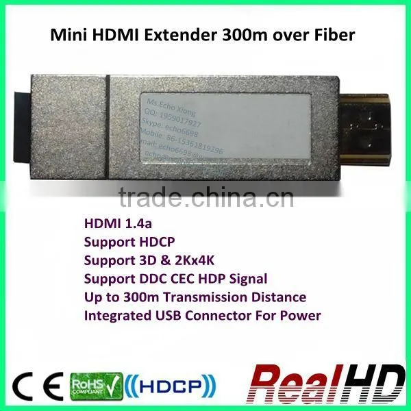 2016 Best Quality 3D 300m Mini HDMI Fiber Optic Extender With V1.4a In China