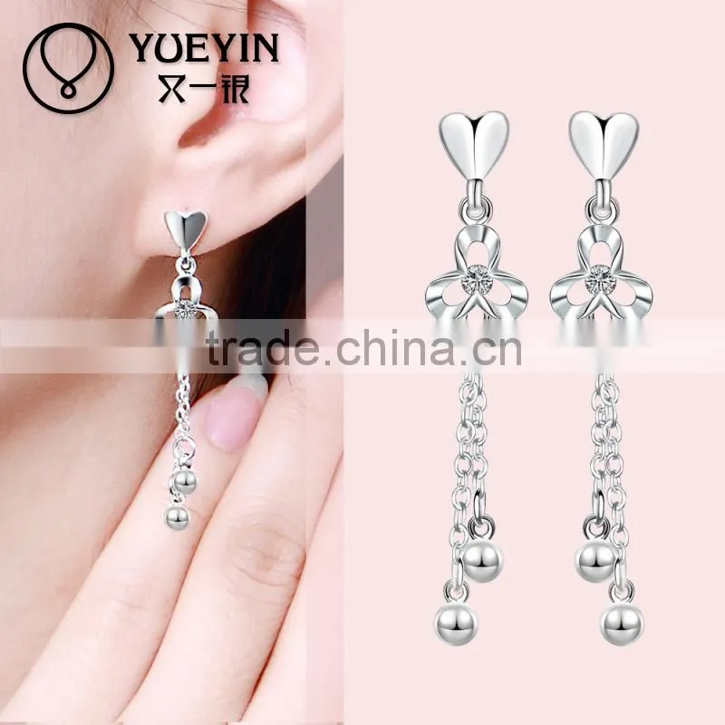 2015 fashion style with diamond sliver plated earrings