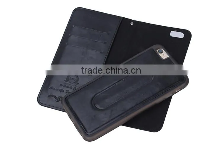 Manufacturer Wholesale PU leather cell phone case for iPhone 6/6s,protective card holder case with shrapnel
