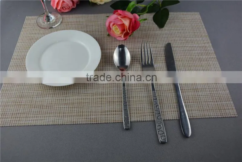 Table decoration PVC solid color disposable flaxen linen table placemat 45*30cm