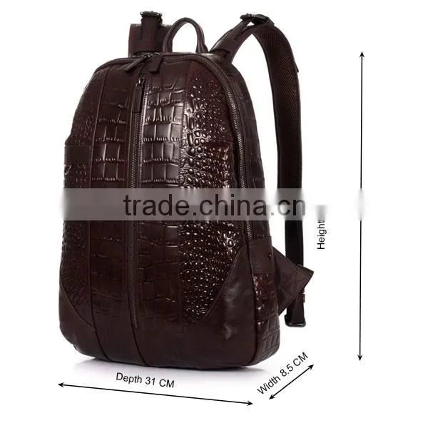 Custom genuine leather backpack vintage crocodile leather backpack bags