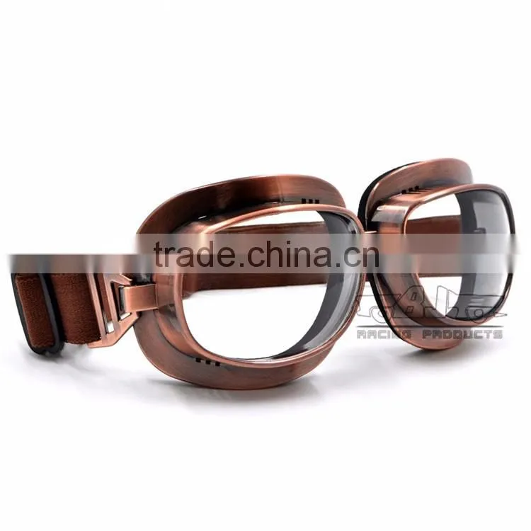 BJ-GT-013 Copper frame googles Clear Lens motorcycle glasses wholesale motocross googles for Harley