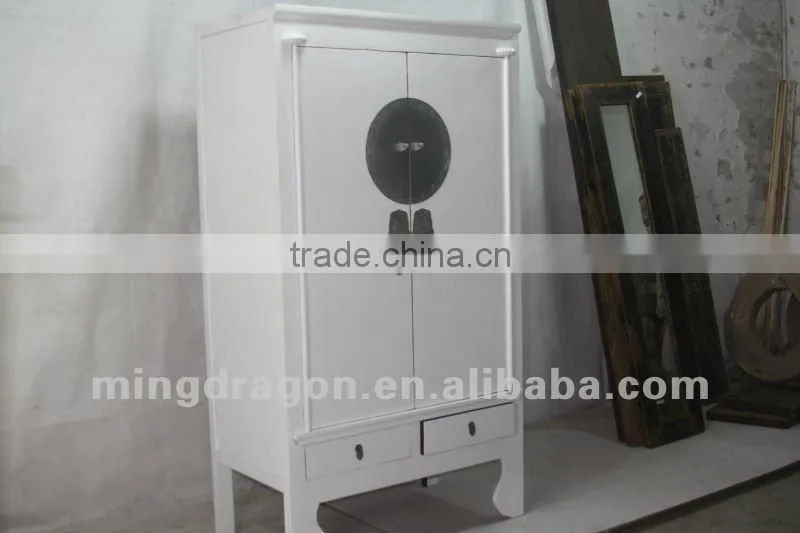 Chinese antique furniture Shanxi pine wood white two drawer two door cabinet