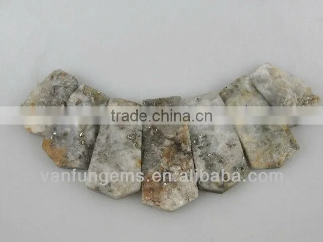 B grade White Pyrite rectangle freeform beads for necklace