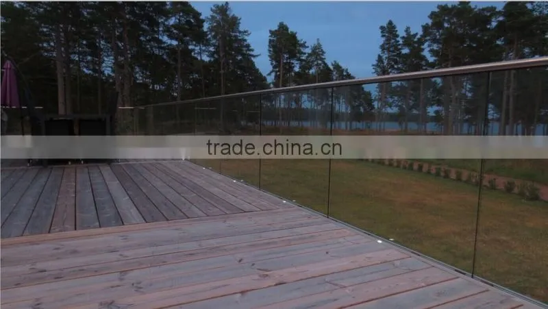 handrail plexiglass / tempered glass panel railing for outdoor