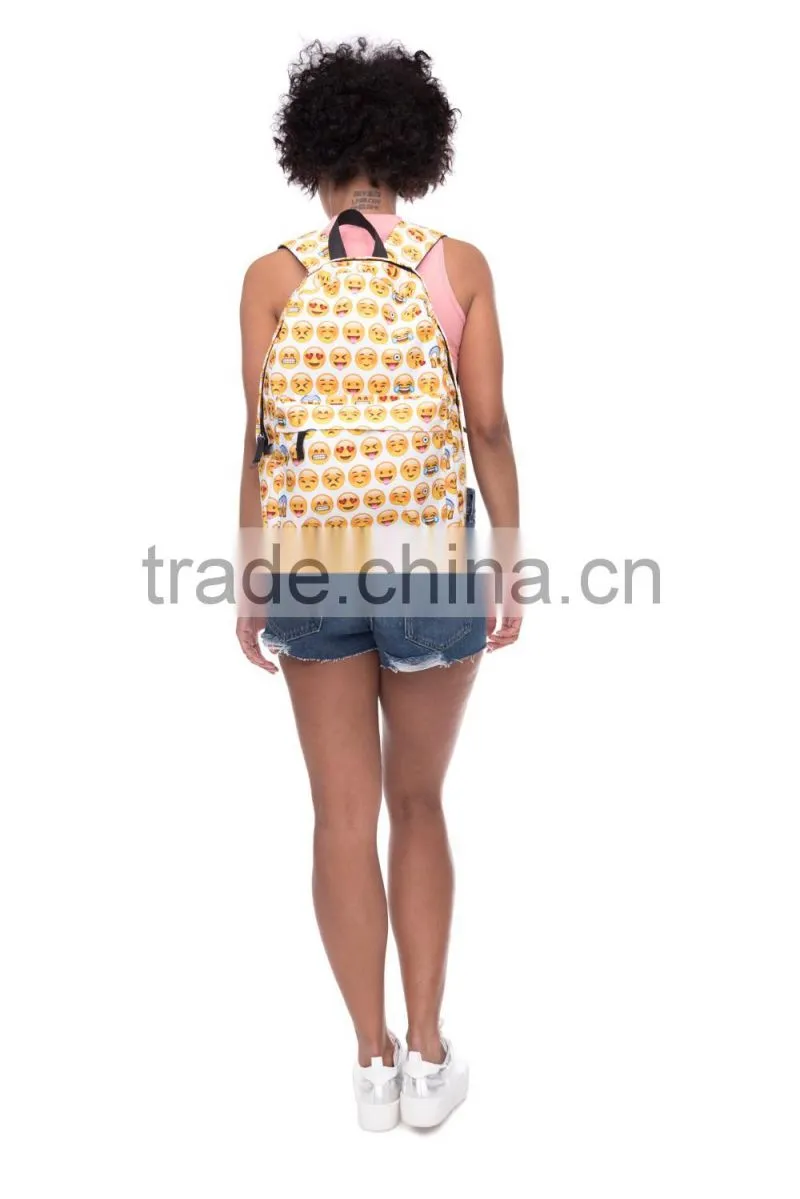 Taobao Top Selling High Quality Polyester Custom Emoji Backpack Bag