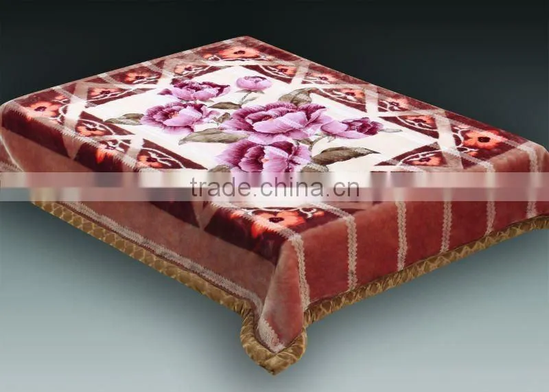 100% polyester printed &carved raschel interweave blanket