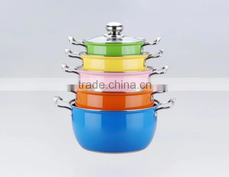 10pcs stainless steel color kitchen accessories cooking pot sets as seen on tv