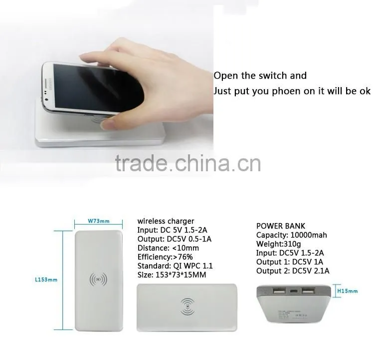 leather texture design dual charging port power bank wireless charger pad